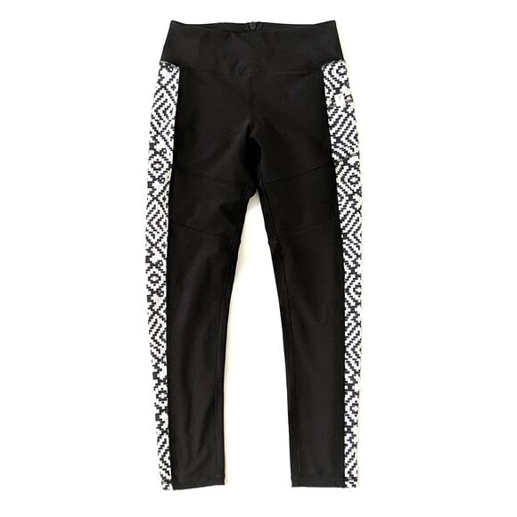 Gottex Leggings Black White Phone Pocket Tribal Geometric Cropped 25" Small - Picture 1 of 8